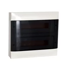   Legrand 137217 PractiboxS 2 sor 18 modul, falon kívüli kiselosztó(650°C), átlátszó füstszínű ajtóval, védőföld és nulla elosztókapoccsal