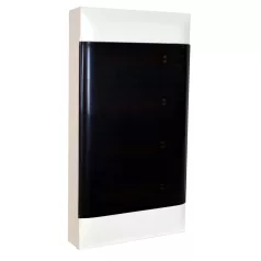   Legrand 137219 PractiboxS 4 sor 18 modul, falon kívüli kiselosztó(650°C), átlátszó füstszínű ajtóval, védőföld és nulla elosztókapoccsal