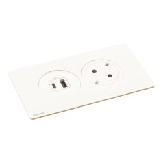   Legrand 654746 Incara Incara Disq In 2 - bútorba süllyeszthető 1x2P+F + 1xUSB A+C aljzat, 2m kábellel, fehér (keret nélkül)