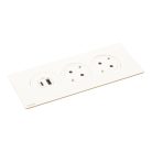 Legrand 654747 Incara Incara Disq In 3 - bútorba süllyeszthető 2x2P+F + 1xUSB A+C aljzat, 2m kábellel, fehér (keret nélkül)