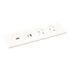   Legrand 654748 Incara Incara Disq In 4 - bútorba süllyeszthető 2x2P+F + 1xUSB A+C + 1xHDMI aljzat, 2m kábellel, fehér (keret nélkül)