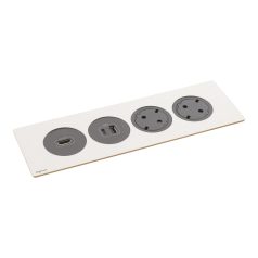   Legrand 654751 Incara Incara Disq In 4 - bútorba süllyeszthető 2x2P+F + 1xUSB A+C + 1xHDMI aljzat, 2m kábellel, fekete (keret nélkül)