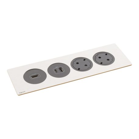 Legrand 654751 Incara Incara Disq In 4 - bútorba süllyeszthető 2x2P+F + 1xUSB A+C + 1xHDMI aljzat, 2m kábellel, fekete (keret nélkül)