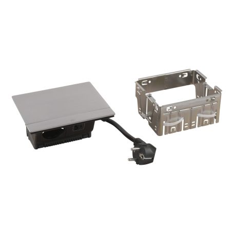 Legrand 654822 Incara Incara Pop-up - bútorba süllyeszthető, 4 modul, 2P+F + USB A+C aljzat, 2m kábellel, rozsdamentes acél