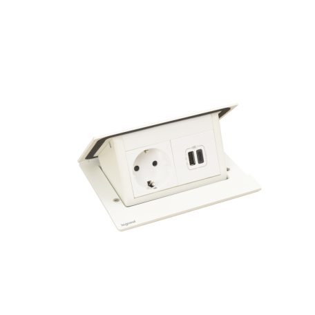 Legrand 654823 Incara Incara Pop-up - bútorba süllyeszthető, 4 modul, 2P+F + USB A+C aljzat, 2m kábellel, fehér