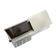   Legrand 654824 Incara Pop-up bútorba sülly., 2x4 modul, 2x2P+F+2xUSBA+C aljzat, 2m, r.mentes acél