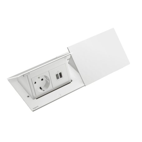 Legrand 654825 Incara Incara Pop-up - bútorba süllyeszthető, 2x4 modul, 2x2P+F + USB A+C + HDMI aljzat, 2m kábellel, fehér