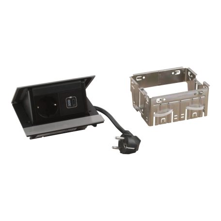 Legrand 654828 Incara Incara Pop-up - bútorba süllyeszthető, 4 modul, 2P+F + USB C aljzat, rozsdamentes acél