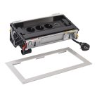 Legrand 654854 Incara Incara Flip up - bútorba süllyeszthető, 8 modul, 3x2P+F + USB A+C aljzat, 2m kábellel, alumínium