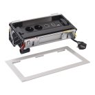 Legrand 654855 Incara Incara Flip up - bútorba süllyeszthető, 8 modul, 2x2P+F + USB A+C + RJ45 Cat.6 UTP 1 modul + HDMI 1 modul aljzat, 2m kábellel, alumínium