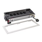 Legrand 654856 Incara Incara Flip up - bútorba süllyeszthető, 12 modul, 5x2P+F + USB A+C aljzat, 2m kábellel, alumínium