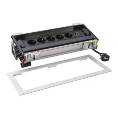   Legrand 654856 Incara Incara Flip up - bútorba süllyeszthető, 12 modul, 5x2P+F + USB A+C aljzat, 2m kábellel, alumínium