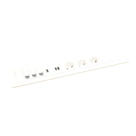 Legrand 654863 Incara Incara Multilink - bútorba süllyeszthető, 12 modul, 3x2P+F + USB A+C + 3xRJ45 Cat.6 UTP 1 modul + HDMI 1 modul aljzat, 2m kábellel, fehér