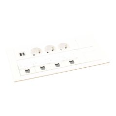   Legrand 654865 Incara Incara Multilink - bútorba süllyeszthető, 2x8 modul, 3x2P+F + USB A+C + 4xRJ45 Cat.6 UTP aljzat, 2m kábellel, fehér