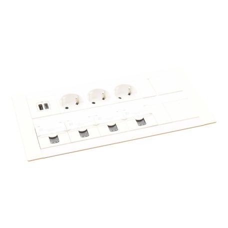 Legrand 654865 Incara Incara Multilink - bútorba süllyeszthető, 2x8 modul, 3x2P+F + USB A+C + 4xRJ45 Cat.6 UTP aljzat, 2m kábellel, fehér