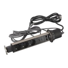   Legrand 654975 Incara Incara Tower 60 - bútorba süllyeszthető, 3x2P+F + 2xRJ45 Cat.6 FTP + USB A+C aljzat, 2m kábellel