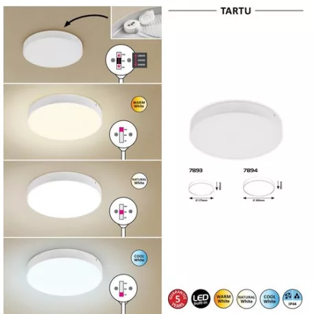 Rábalux 7893 Tartu kültéri LED mennyezeti lámpa, kerek, fehér, 18W