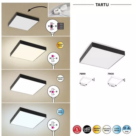 Rábalux 7900 Tartu kültéri LED mennyezeti lámpa, szögletes, fekete, 24W
