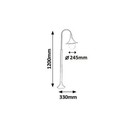 Rábalux 8247 Konstanz kültéri állólámpa, fekete, 1.2m, E27, 100W, IP44