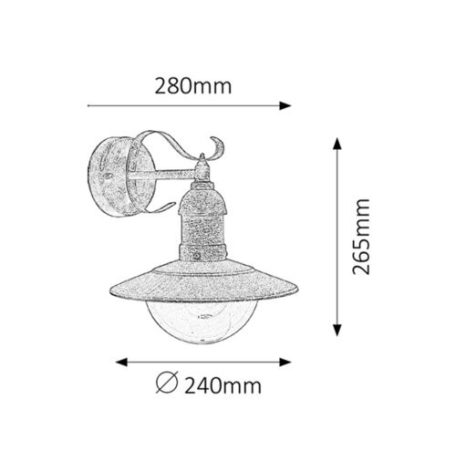 Rábalux 8271 Oslo kültéri fali lámpa, antik arany, E27, 60W, IP44