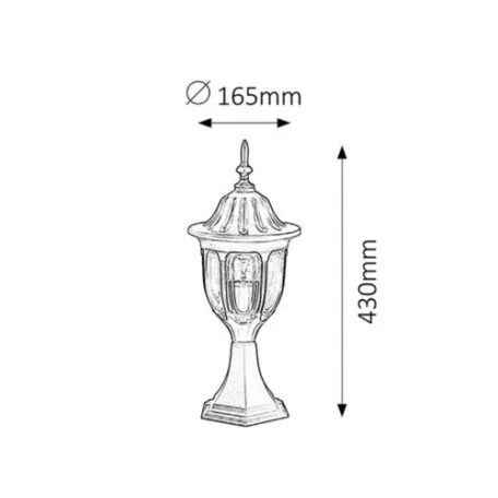 Rábalux 8343 Milano kültéri talpas lámpa, fekete, 43cm, E27, 60W, IP43