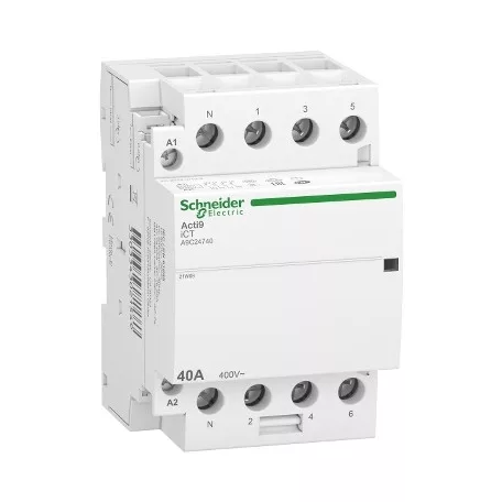 Schneider A9C24740 ACTI9 iCT40A kontaktor, 50Hz, 4NO, 3P+F, 220-240VAC