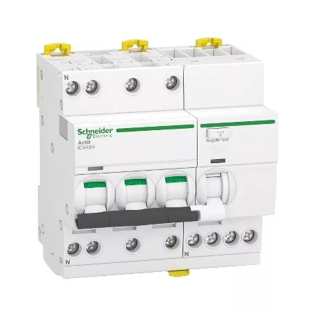 Schneider A9DC4713 ACTI9 iCV40 áramvédős kismegszakító, A osztály, 3P-N, C, 13A, 30mA, 10kA