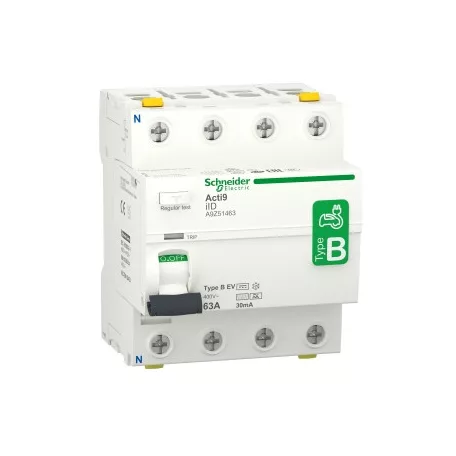 Schneider A9Z51463 ACTI9 iID EV áram-védőkapcsoló, B osztály, 4P, 63A, 30mA