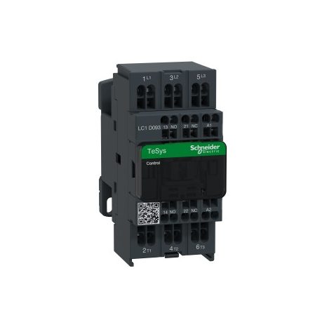 Schneider LC1D093E7 AC mágneskapcsoló, 4kW/9A (400V, AC3), rugós csatlakozás, 1Z+1NY