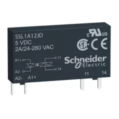   Schneider SSL1A12JD SSL sorkapocs szilárdtestrelé, nullfeszültségű kapcsolás, 1NO, 24...280VAC, 2A, 12VDC
