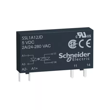 Schneider SSL1A12JD SSL sorkapocs szilárdtestrelé, nullfeszültségű kapcsolás, 1NO, 24...280VAC, 2A, 12VDC