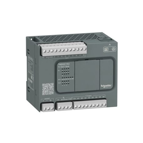 Schneider TM200C16U Modicon M200 Easy PLC, 16 I/O1xRS485, tranzisztoros kimenet (sink), 24 VDC