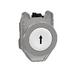   Schneider XB4FA3341 Harmony panelbe süllyesztett komplett fém nyomógomb, Ø30, visszatérő, 1NO, fehér, "fel nyíl"