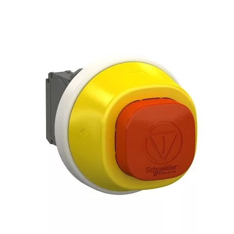 Schneider XB5AS84W3B5 Harmony komplett műanyag világító vészleállító gomb, Ø22, fehér/piros, 24VAC/DC, 1NO+1NC