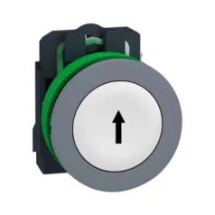   Schneider XB5FA3341C0 Harmony panelbe süllyesztett komplett műanyag nyomógomb, Ø30, visszatérő, 1NO, fehér, "fel nyíl", szürke körgyűrű