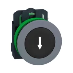   Schneider XB5FA3351C0 Harmony panelbe süllyesztett komplett műanyag nyomógomb, Ø30, visszatérő, 1NO, fekete, "le nyíl", szürke körgyűrű