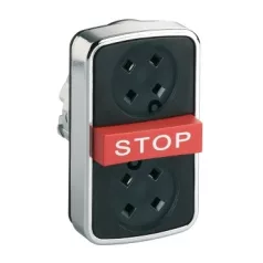   Schneider ZB4BA791 Harmony fém kettősfejű nyomógomb fej, Ø22, visszatérő, tető nélkül, piros kiemelkedő STOP gomb