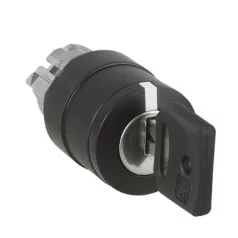   Schneider ZB4BG027 Harmony fém választókapcsoló fej, Ø22, 455 kulcsos, jobboldali pozícióban kivehető, 2 állású, fekete perem