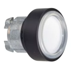   Schneider ZB4BP1837 Harmony fém nyomógomb fej, Ø22, visszatérő, védőmembrán, betehető címke, fehér, fekete perem