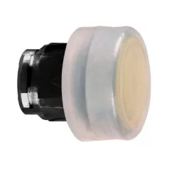   Schneider ZB4BP587 Harmony fém nyomógomb fej, Ø22, visszatérő, gumisapkás, betehető címke, sárga, fekete perem