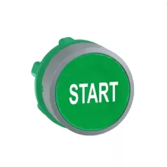   Schneider ZB5AA333C0 Harmony műanyag nyomógomb fej, Ø22, visszatérő, zöld, "START", szürke perem