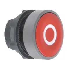   Schneider ZB5AA432C0 Harmony műanyag nyomógomb fej, Ø22, visszatérő, piros, "O", szürke perem