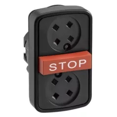   Schneider ZB5AA791 Harmony műanyag kettősfejű nyomógomb fej, Ø22, visszatérő, tető nélkül, piros kiemelkedő STOP gomb