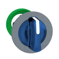   Schneider ZB5FK1563C0 Harmony panelbe süllyesztett műanyag világító választókapcsoló fej, Ø30, 3 állású, kék, középre vissza., szürke perem