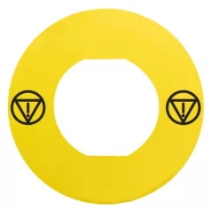   Schneider ZBY9140M Harmony sárga köralakú felirati tábla, Ø60, vészleállítóhoz, ZBZ16** védőgallérhoz, logóval, felirat nélkül