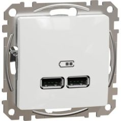 Schneider SDD111401 Sedna Design Dupla USB töltő, A+A, 2.1A, fehér
