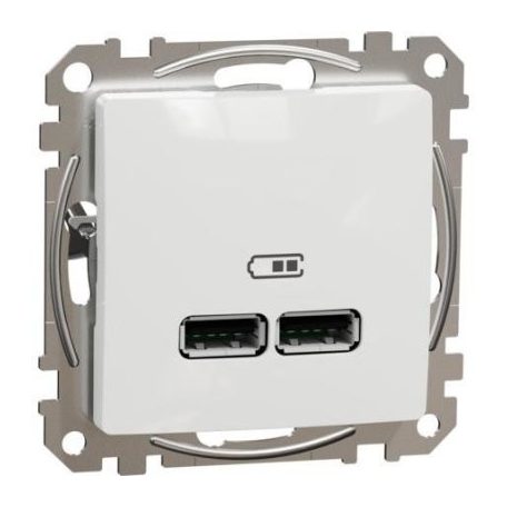 Schneider SDD111401 Sedna Design Dupla USB töltő, A+A, 2.1A, fehér