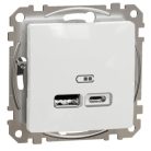 Schneider SDD111402 Sedna Design Dupla USB töltő, A+C, 2.4A, fehér