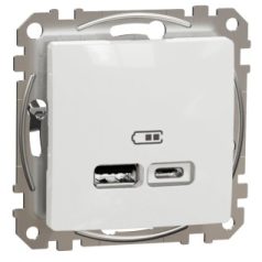 Schneider SDD111402 Sedna Design Dupla USB töltő, A+C, 2.4A, fehér