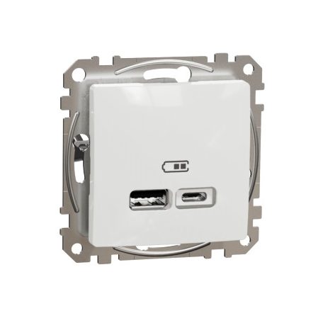 Schneider SDD111402 Sedna Design Dupla USB töltő, A+C, 2.4A, fehér